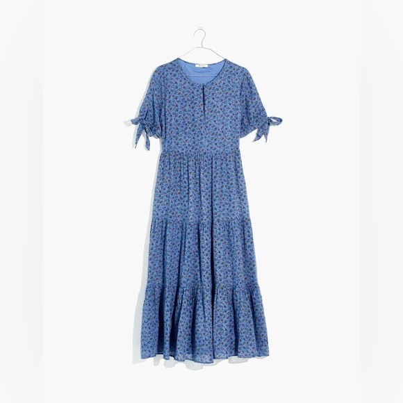 Madewell Tie-Sleeve Tiered Midi Dress in Calico Floral - Picture 7 of 8